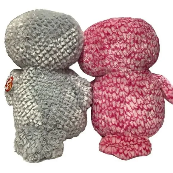 TY Beanie Boos PINKY the Pink Owl & Owlette Jumbo 18” with Hang Tags - Picture 4 of 8